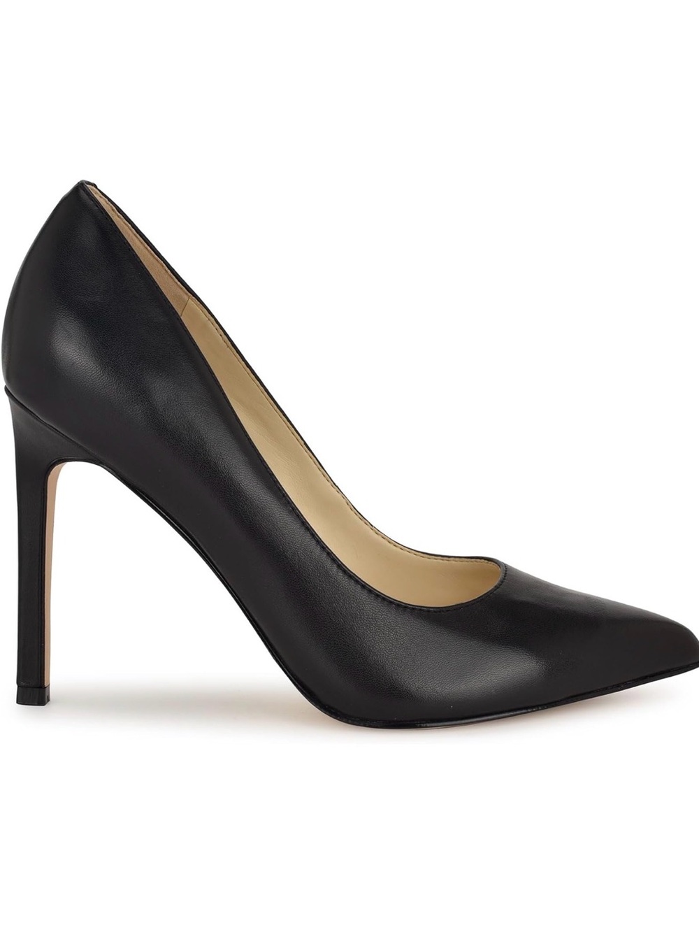 Nine West Black Leather Pointed-Toe Stiletto Pump